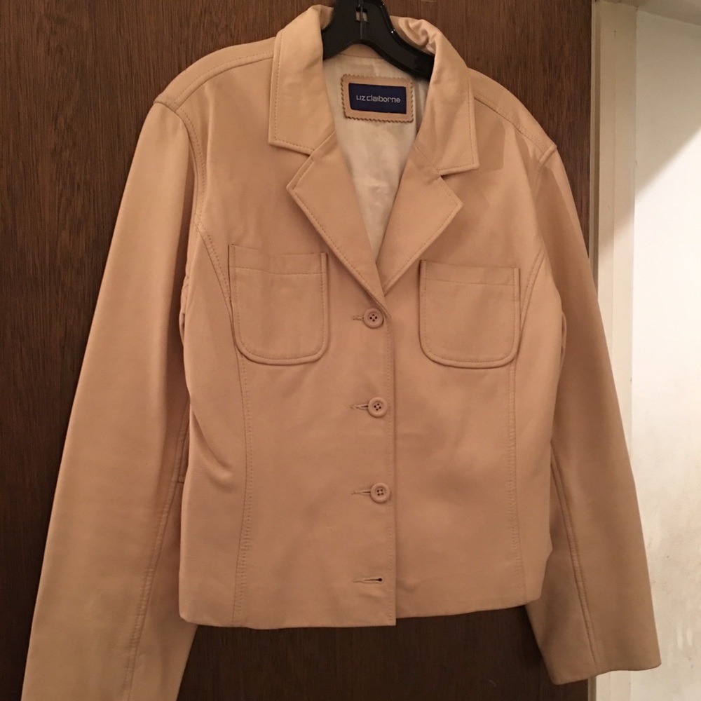 Liz Claiborne Cream colored leather jacket
